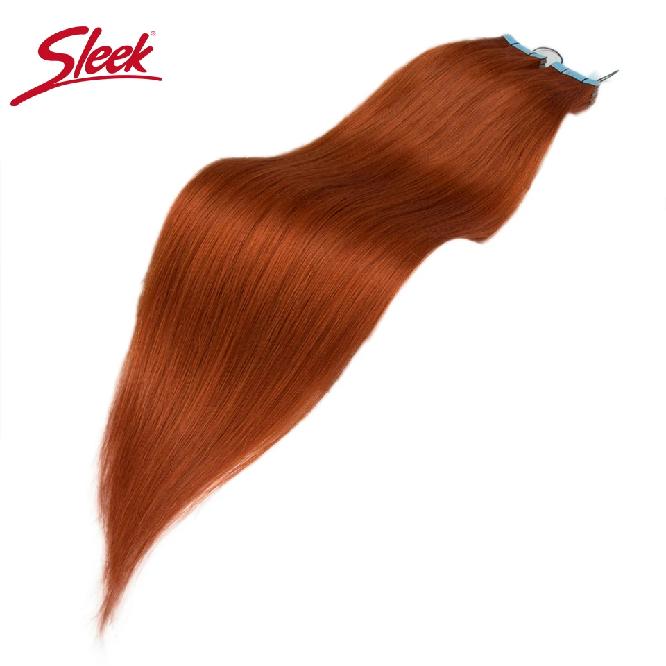 Sleek Band in Menschliches Haar Peruanische Gerade Haar Verlängerung Orange Farbe für 4 #8 # 10# 16# Braunen Dicken remy Menschliches Haar Für Salon