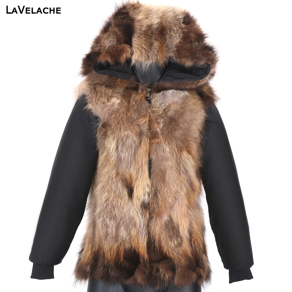 Length 70cm Real Fur Coat Winter Men Parka Can Match Shell and Fur Collar