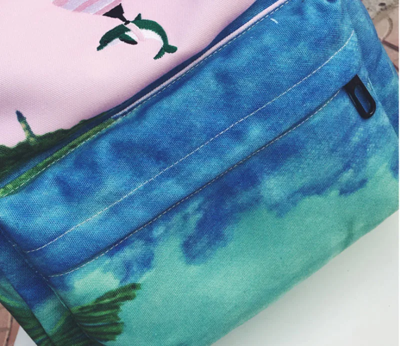 Women\'s Backpacks Canvas Landscape Printingl Shoulder Bags for Teenage Girls Female Casual School