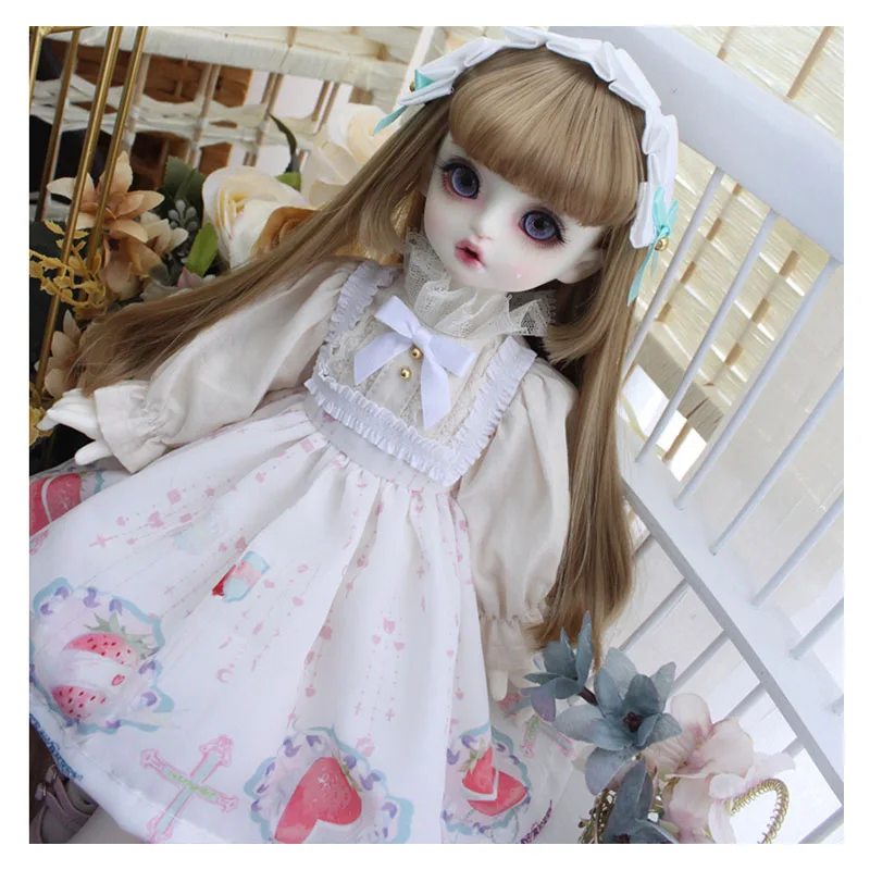 Doll dress 1/6 1/4 BJD dress + hair band cute simple dress for blyth 1/6 1/4 BJD doll accessories rice white color