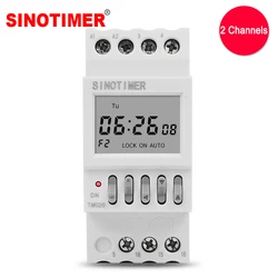 Two Groups Output Separate Control 7 Days Weekly Programmable 2 Channels Timer Switch Time Min. 1 Second Interval Clock Din Rail