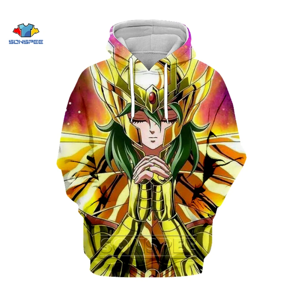 SONSPEE Anime 3D Print Saint Seiya Hoodies Girls/boys Harajuku Popular Hoodie Saint Seiya 3D Sweatshirts Kid's Casual Pullover