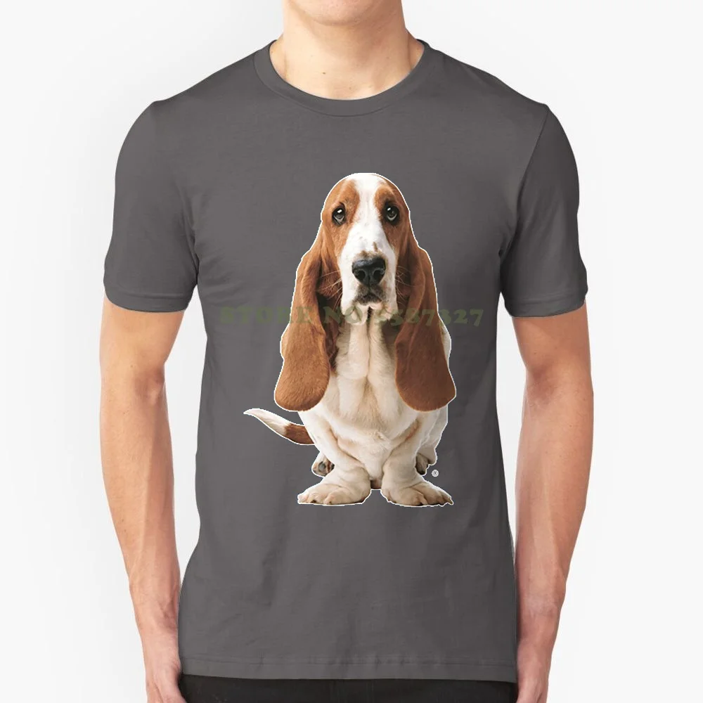 Tshirt Men Black Short Sleeve Cotton Hip Hop T Shirt Print Tee Shirts Basset Hound Dog T Shirt I Love Like Basset Hound