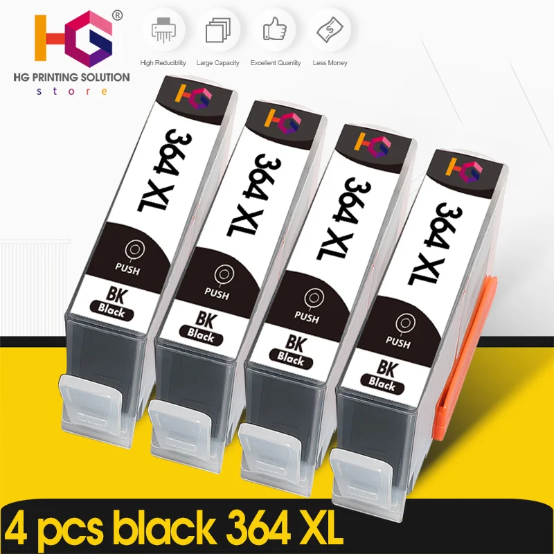 Cartucho de tinta para impressora, 4 unidades, para hp364xl hp 364 xl para hp photosmart 5510 5515 6510 b010a b109a b209a deskjet 3070a hp364