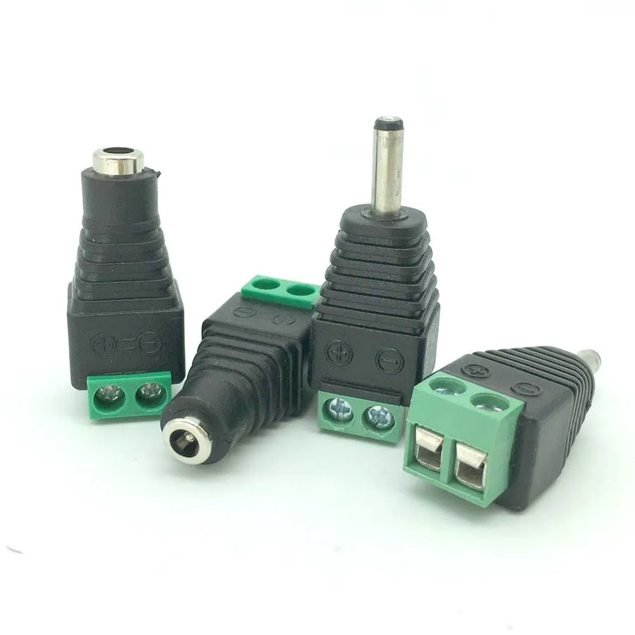 100Pcs 12V 1.3 x 3.5mm 3.5*1.3mm DC Power Female/ Male Plug Jack Adapter Connector Plug for CCTV single color LED Light