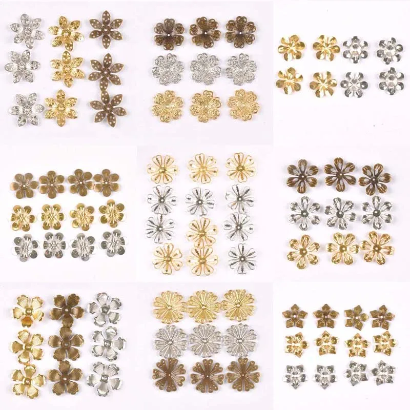 Vintage 3 Colors Flowers Wraps Filigree Connectors Embellishments For Scrapbooking Home Decor Handicraft Metal Crafts yk0762