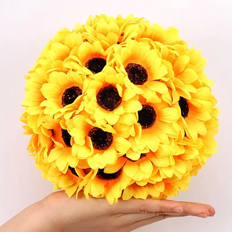 20CM Dia Yellow Sunflower Kissing Ball Ceiling Hanging Artificial Flower Ball For Children's Day Kindergarten Room DIY Supplies