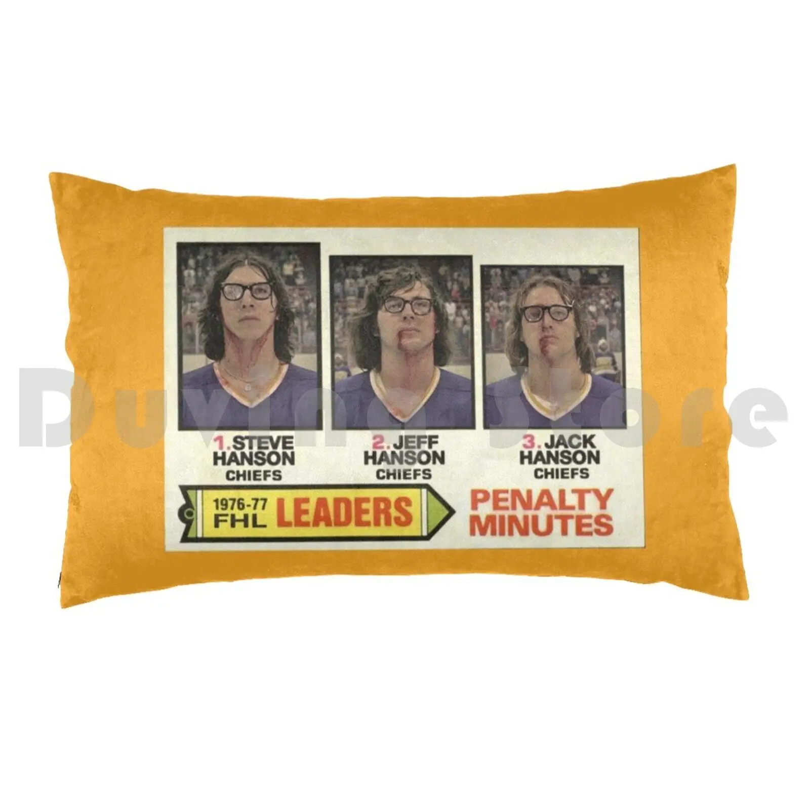 Hanson Brothers-Hockey Card!pillow Case Hockey Chiefs Fictional Hockey Team Hockey Team Movie view 2