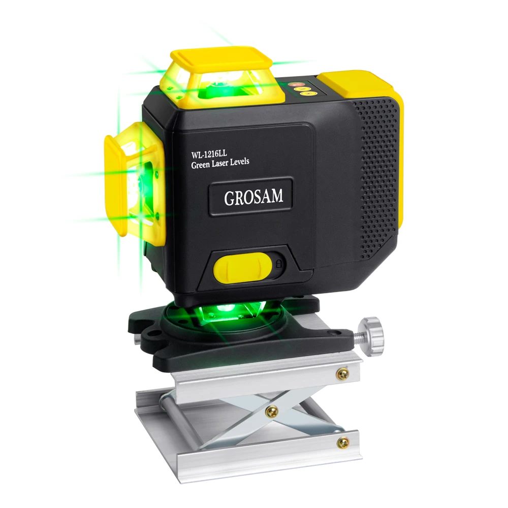 GROSAM-Nivel láser, herramienta de nivelación de 3/4D, nivelado automático, Base giratoria de 360 grados, cruce Horizontal y Vertical, nivel láser verde de gran potencia