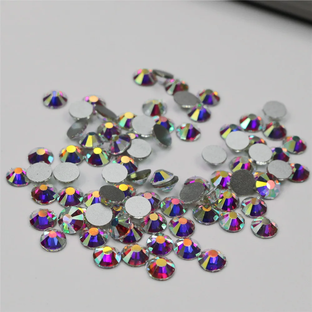 size s2~ss50 Crystal Clear AB стразы Non hot fix Flat Back Glitter straa Rhinestones For Nail Arts Decorations