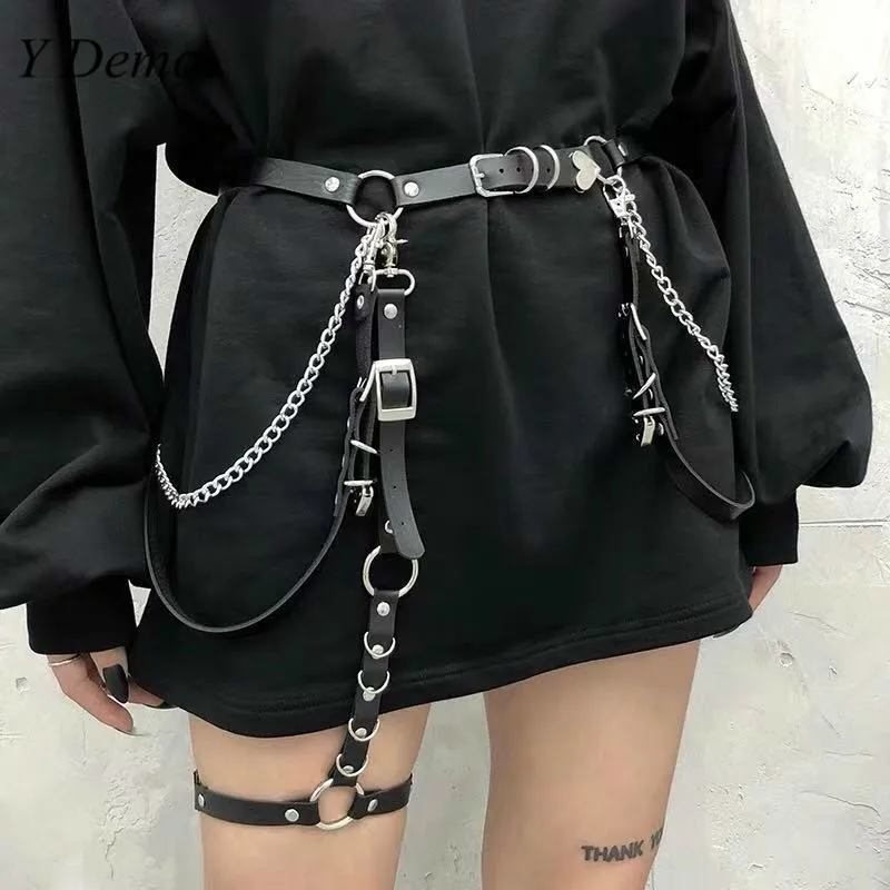 Y Demo Love Heart Girl Hiphop Chain Belt Women Sweet Adjustable Disco Dancing Belt Punk Style