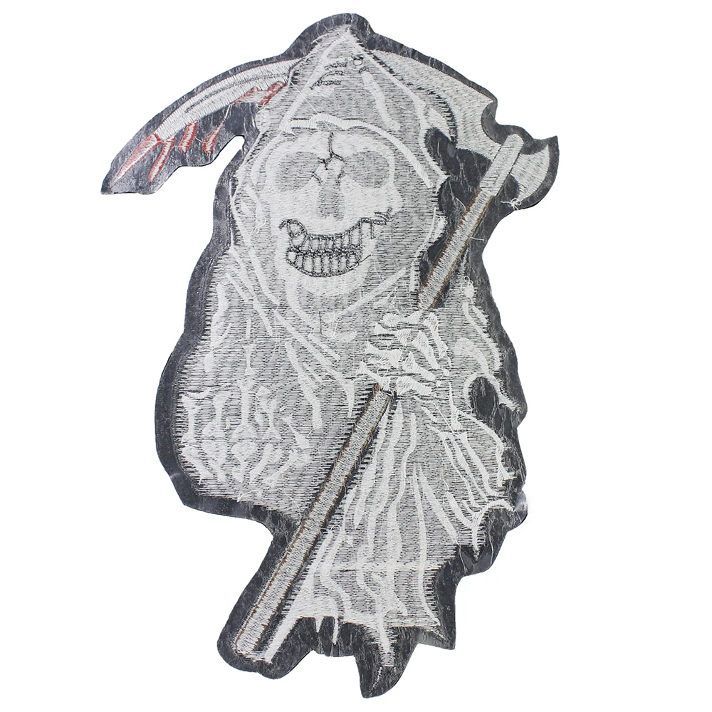 Ax Skull Rock Biker Patches  Decorative Iron on Embroidery Applique Heat Transfer Stickers