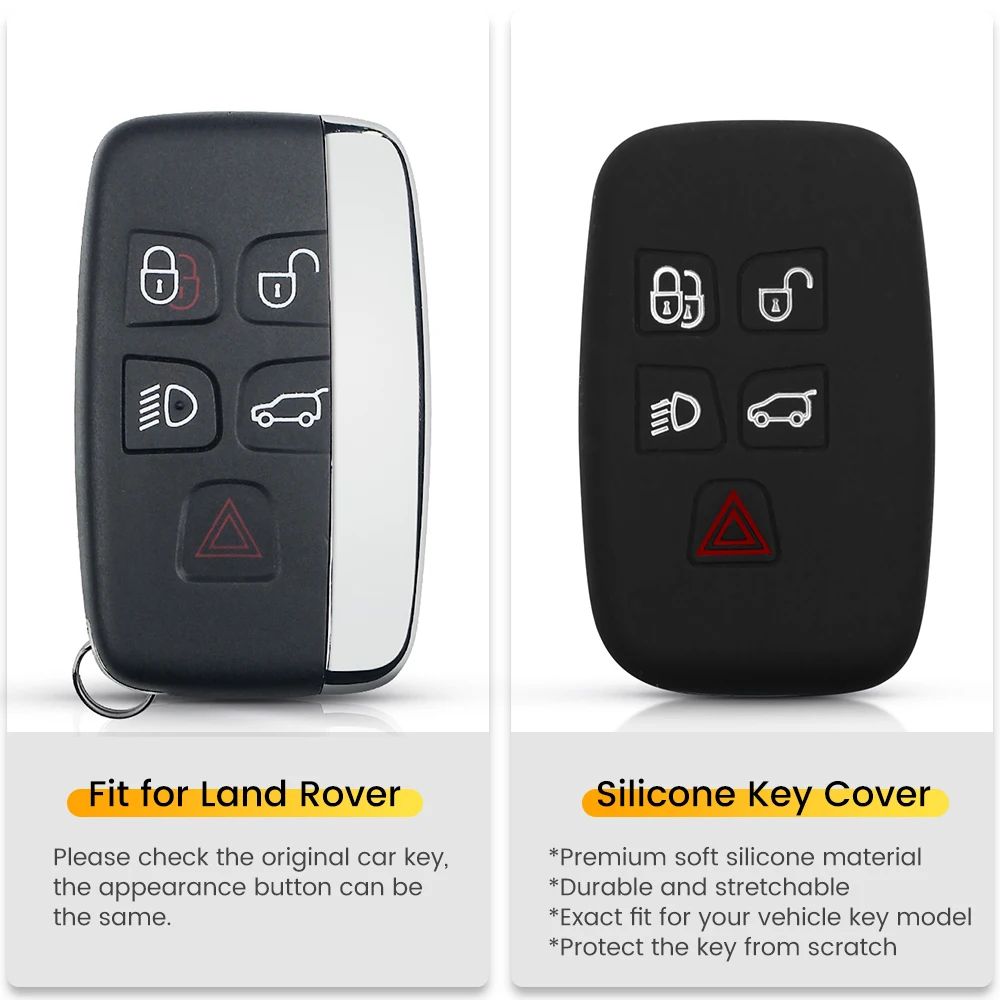 KEYYOU For Land Rover Discovery 4 Freelander 3 Range Rover Sport Evoque Vogue Remote 5 Buttons Silicone Key Fob Case Smart Cover