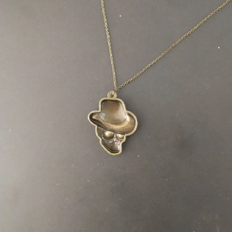 1 piece of 3D cowboy hat skull pendant sweater chain hip hop men and women jewelry necklace alloy material winter new product