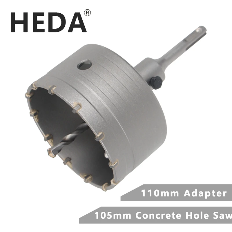 

HEDA 105mm Concrete Tungsten Carbide Alloy Core Hole Saw SDS PLUS Electric Hollow Drill Bit Air Conditioning Pipe Cement Stone