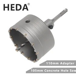 HEDA 105mm Concrete Carbide Alloy Core Hole Saw SDS PLUS Electric Hollow Drill Bit Air Conditioning Pipe Cement Stone
