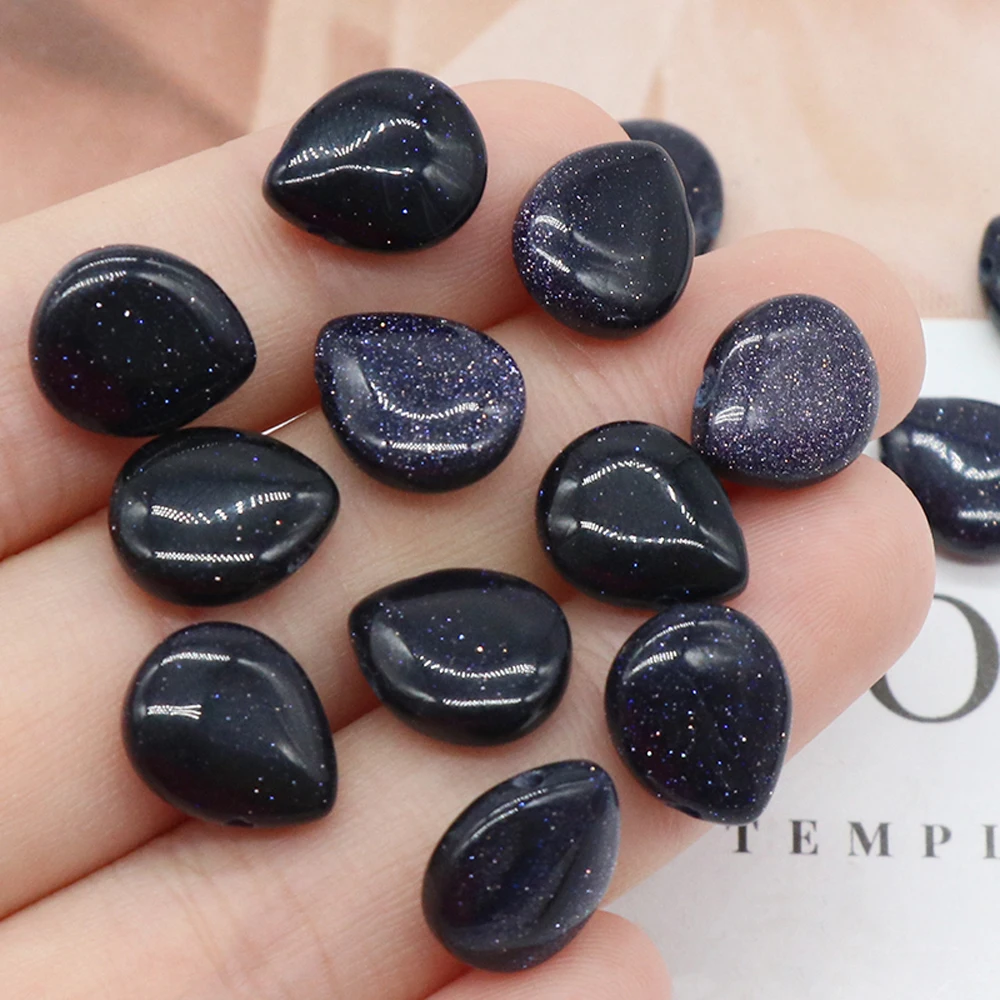 Wholesale 10pcs Natural Gem Blue Sand Stone Drop-shaped Beads DIY Necklace Bracelets Jewelry Accessories Gift Making 10x12mm