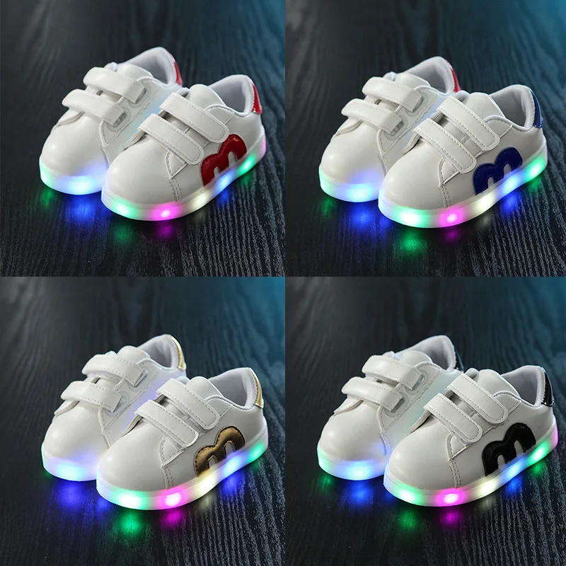 LED Toddler & Children Shoes Soft Bottom Fashion Little Kids Sneakers Sports Casual For Baby Girls & Boys Size 21-30