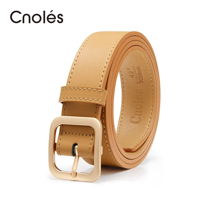 Cnoles Ladies Leather Brand Belt Designer's High Quality Belt Fashion Pin Buckle Girl Jeans Dress Belts For Women