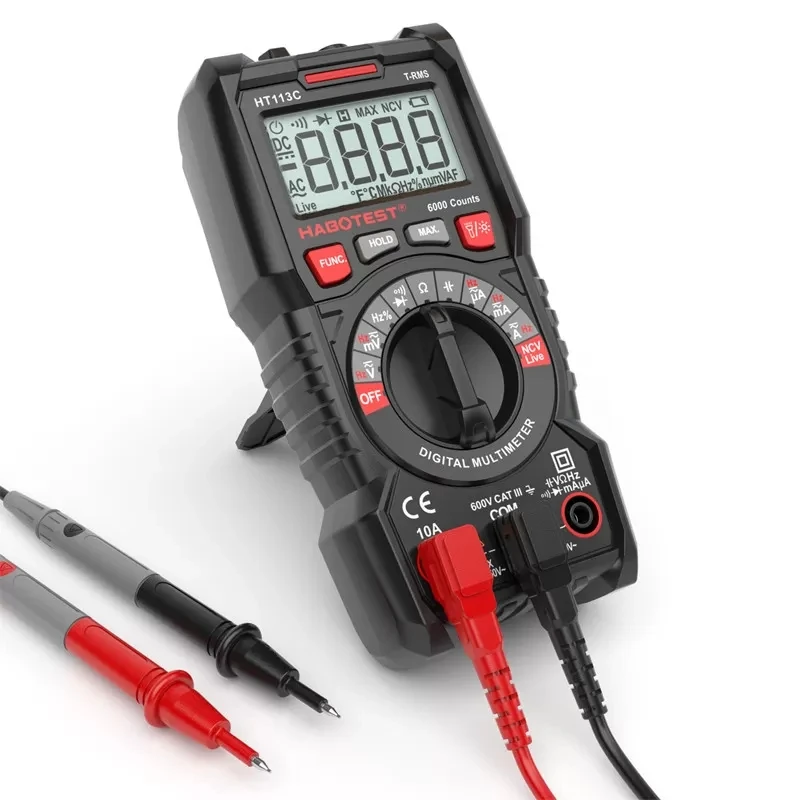 HABOTEST HT113C multímetro digital de alta precisão de alcance automático eletricista pequeno medidor universal anti-queima doméstico