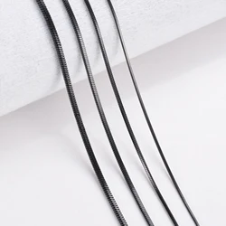 Cadena cuadrada de serpiente para hombre y mujer, collar negro de acero inoxidable 316, ancho de joyería de 0,9/1,2/1,5/2,0mm, 1 unidad