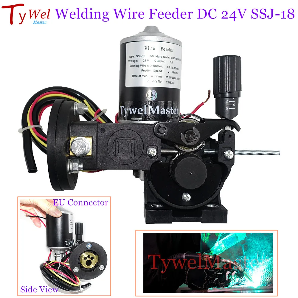 Welding Wire Feeder DC 24V 2 Rolls SSJ-18 Wire Feed Assembly Feeder Roll for Steel Aluminum Flux Cored Wire MIG Welding Machine