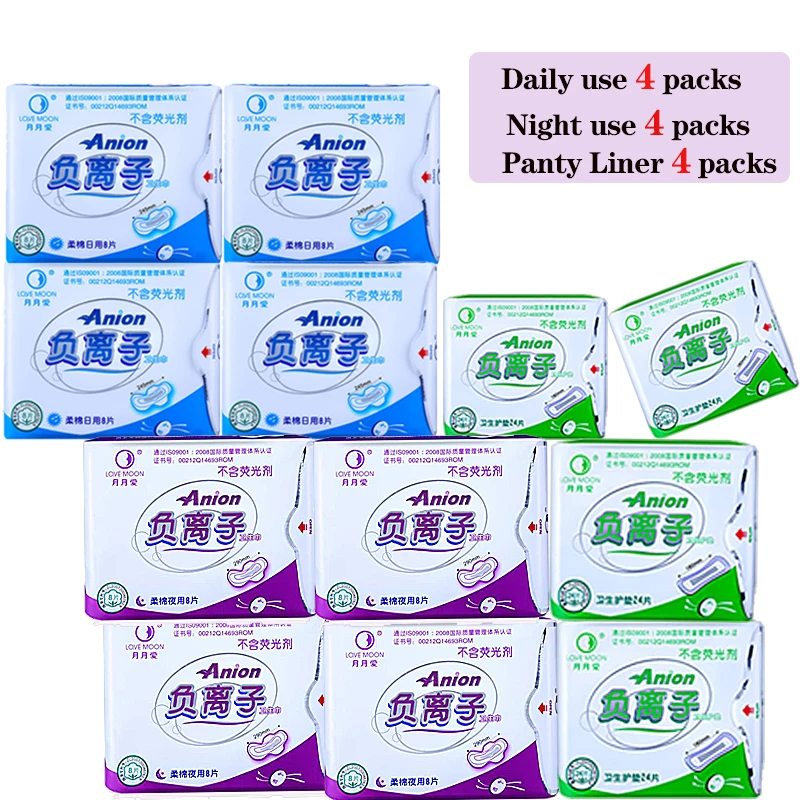 

12Packs Sanitary Towels Anion Ultra Thin Overnight Pads With Wings Napkin Women Menstrual Pad Feminine for Daily Use Health Care