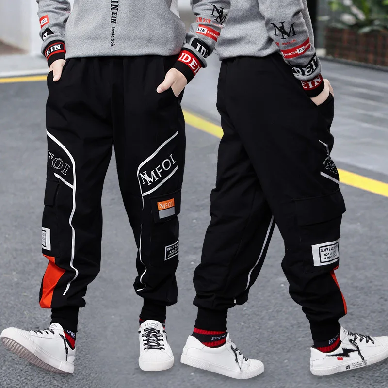 Fashion Autumn Big Boys Joggers Trousers Teenage Stripe Sweatpants Spring 2022 High Quality Loose Cargo Pants 4 8 12 16Years