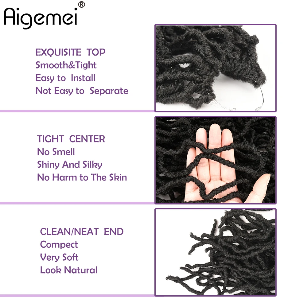 Aigemei  Nu Loc Crochet Braid Hair 36 24 18 Inch Soft Goddess Faux Locks Synthetic Dread Locks Extensions For Black Women