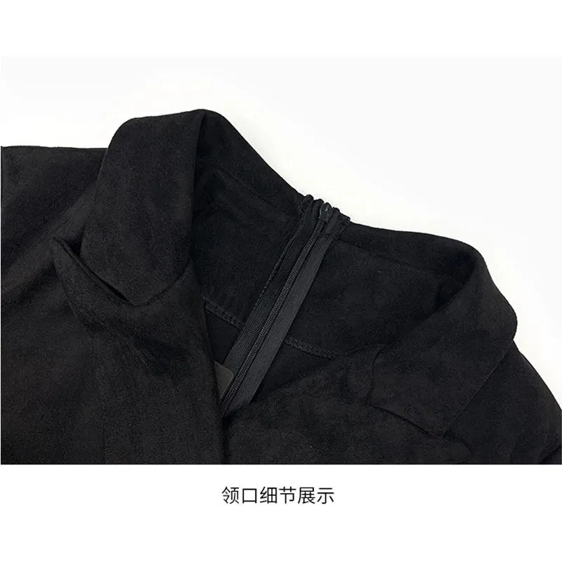 Autumn And Winter Female Thickened Dress 2021 New Women's Suit Collar Temperament Waist And Thin Mid-Length Hip-Pack Dress WC106 - Image 5