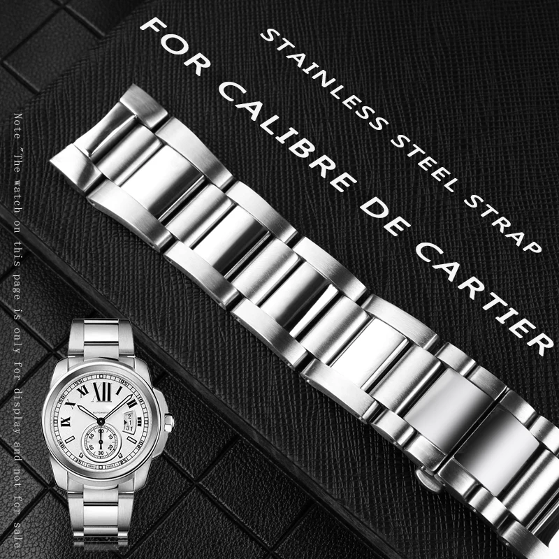 Imagem -04 - para o Calibre de Cartier W7100015 Metal Pulseiras Relógio de Pulso dos Homens Alta Qualidade Aço Inoxidável 23 mm Pulseiras Relógio de Moda Cinta