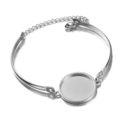 overall stainless steel slide bead chain bracelet setting blanks 20mm cabochon base trays diy accessories for bracelets making
