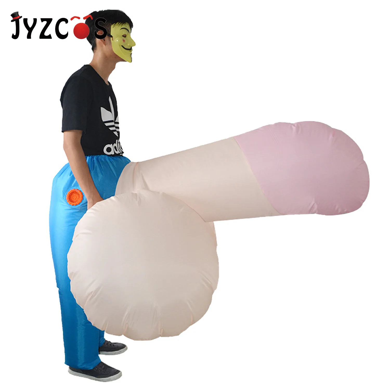 Jyzcos Volwassen Sexy Opblaasbare Penis Kostuum Halloween Mascotte Kostuum Voor Mannen Vrouwen Kostuums Dick Jumpsuit Grappig Cosplay Jurk