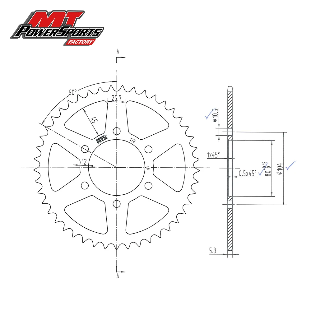 Motorcycle Rear Sprocket For Kawasaki ZX-6R Ninja Z650 Z750 ABS Z800 EX650 EN650 KLE650 Versys 520 Chains Steel Alloy Sprocket