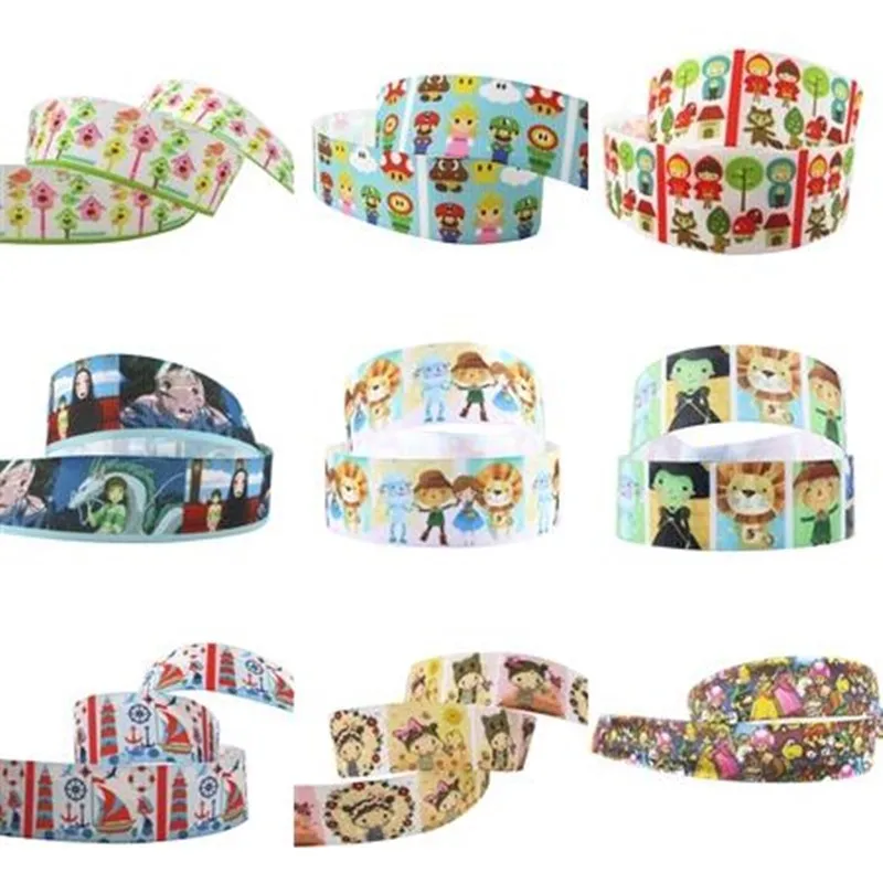 10 Yards Multi Size Cartoon Theme Grosgrain Ribbon For Gift Wrapping Ribbon DIY Hair Bow Crafts Home Party Decoration,10Yc3230