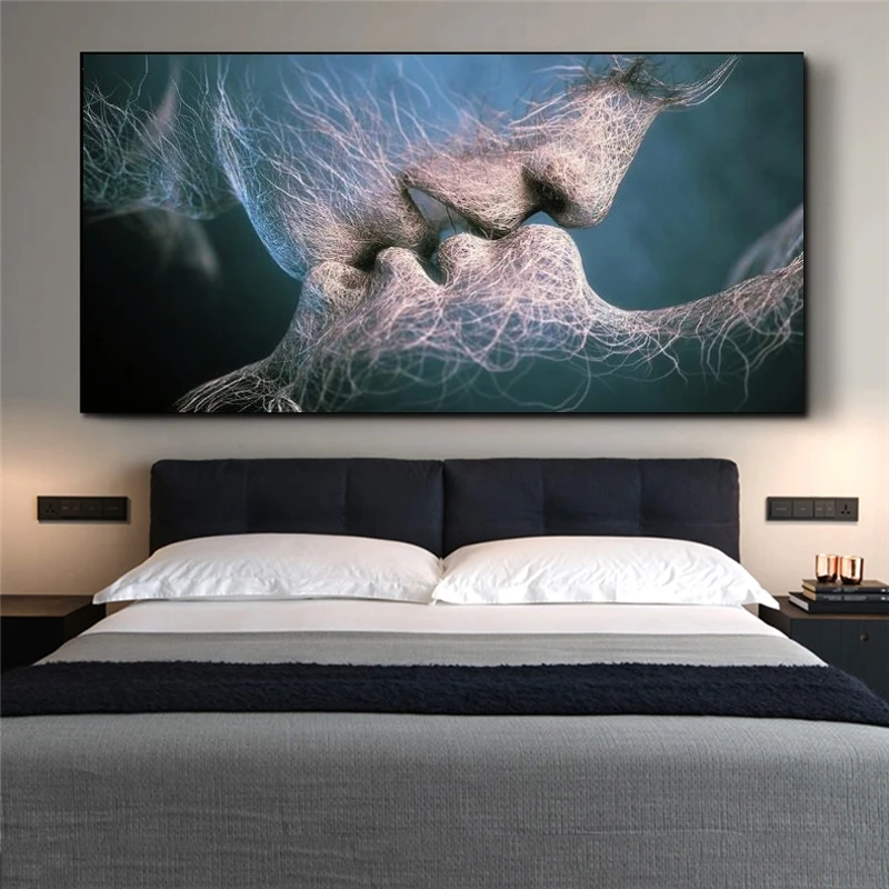 

Abstract Sexy Lover Kiss Canvas Art Posters And Prints Modern Kiss Canvas Paintings On the Wall Art Pictures For Living Room