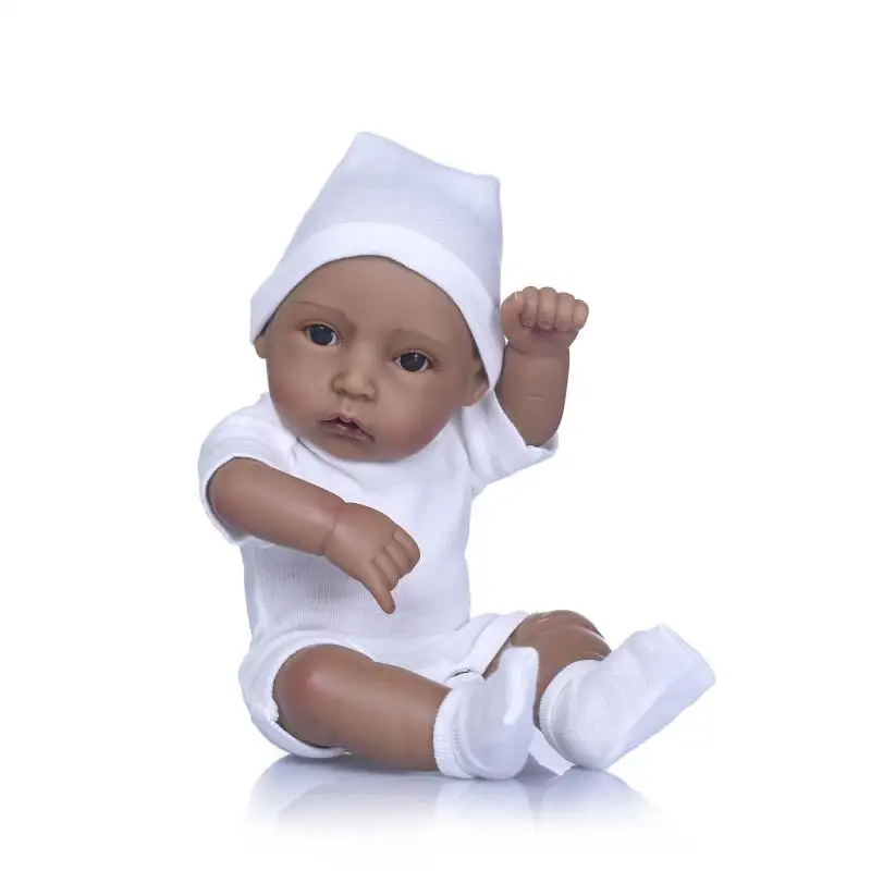 

npk full silicone boy girl reborn full silicone body baby dolls mini dolls twins 27cm black skins babies toys for kids new year