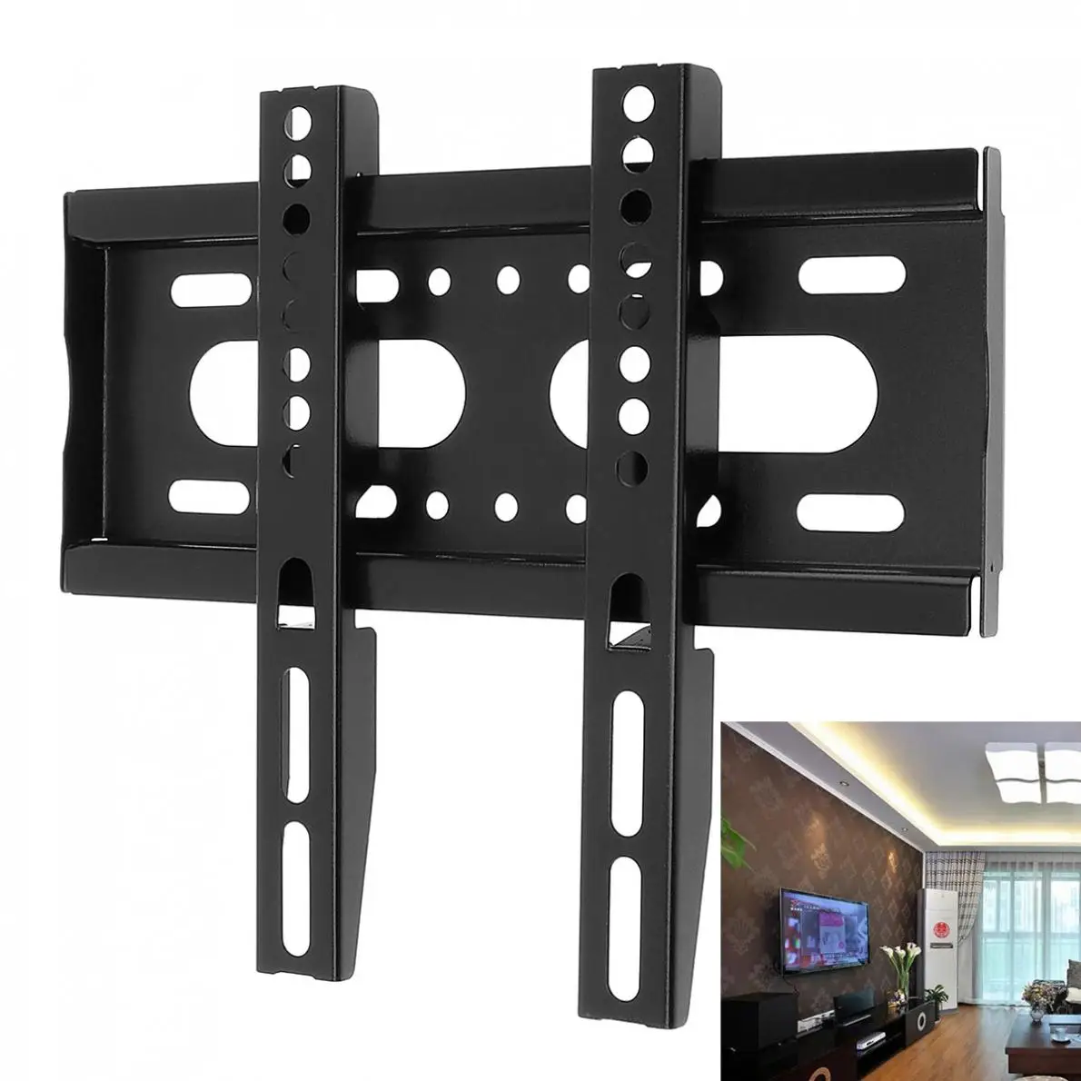 

Black Newest TV Wall Mount Bracket Fixed Type Flat Panel TV Frame for 14-42 Inch LCD LED Monitor Flat Panel High Quality