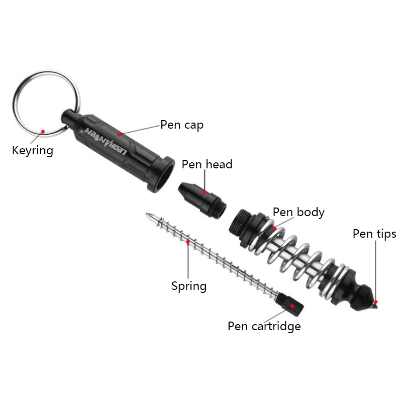 Car Tactical Pen Spring Key Chain Safety Hammer Window Break Defense Stick Emergency Life-Saving Pen Glass Breaker Keychain