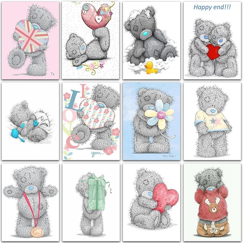 5D DIY Diamond Painting Kit Cartoon Love Tatty Teddy bear Flower Home Decor Art Full Square&Round mosaic embroidery Cross stitch