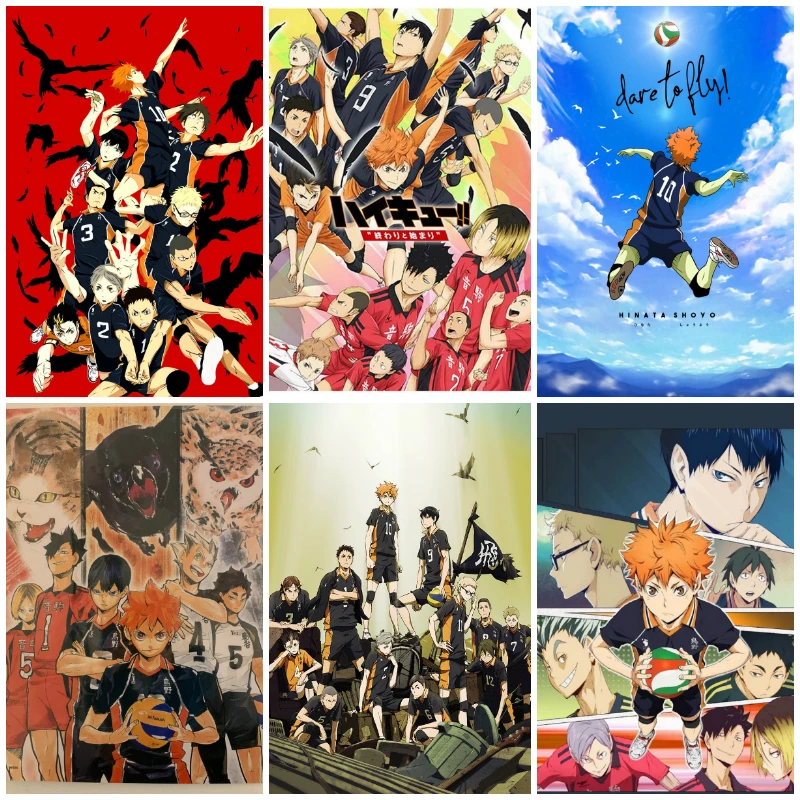 Canvas Print Painting Wall Posters Picture for Living Room Animal Home Decor Haikyuu Poster Volleyball Boy Shoyo Hinata Anime