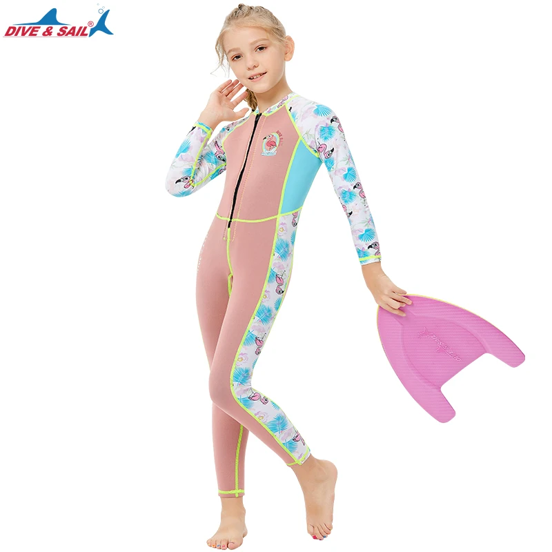 Kids Wetsuit 2mm Full Suit Neoprene Swimming Suit Long Sleeve Diving Suit Front Zipper Thermal Swimsuit for Children Junior