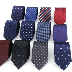 Polyester Jacquard Ties For Men Dot Navy Neckties for Wedding Business Suits 6cm Skinny Wide Neck Ties Slim Gravatas Accessories