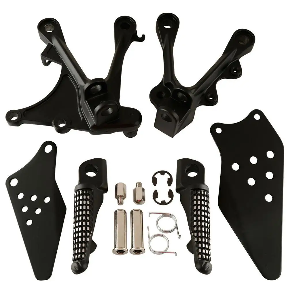 Motorcycle Front Footrest Foot Pegs Set For KAWASAKI NINJA ZX6R ZX-6R ZX636 2005-2008 2006 2007 Black Silver Matte Black