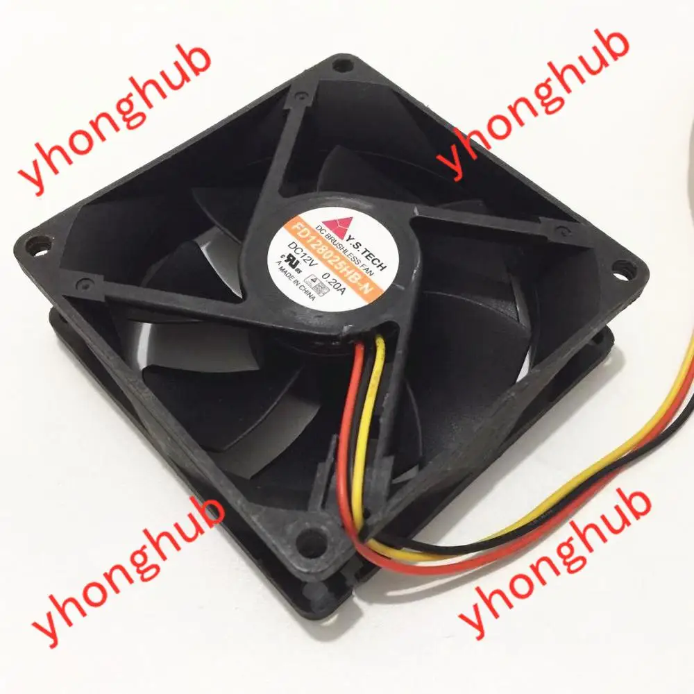 

Y.S TECH FD128025HB-N DC 12V 0.2A 80x80x25mm 3-Wire Server Cooling Fan