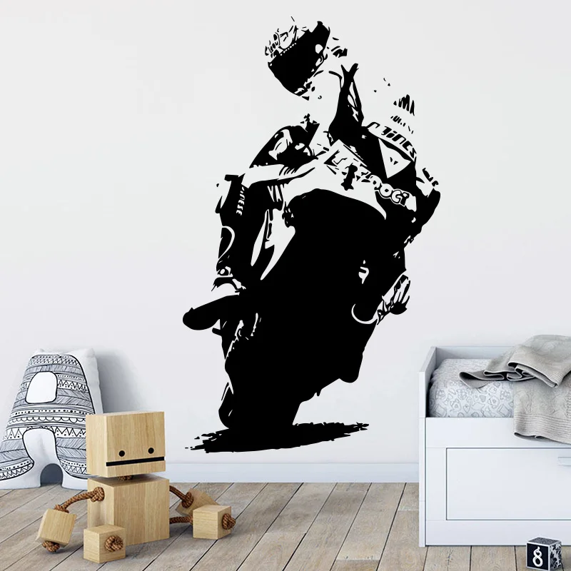 

Superbike Motorbike Racing Motorcycle Wall Sticker Ross Scooter Autocycle Sport Wall Decal Kids Room Bedroom VInyl Decor