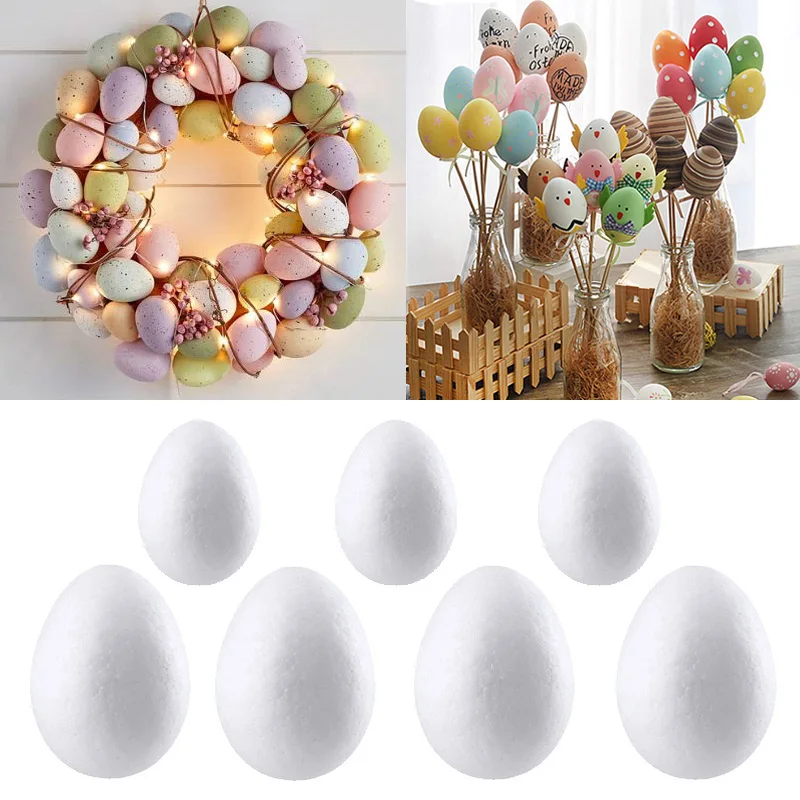 50pcs Easter Eggs DIY Painting Styrofoam Foam Eggs Easter Home Decoration Eggs Wreath Easter Party Favors Supplies Kids Gifts