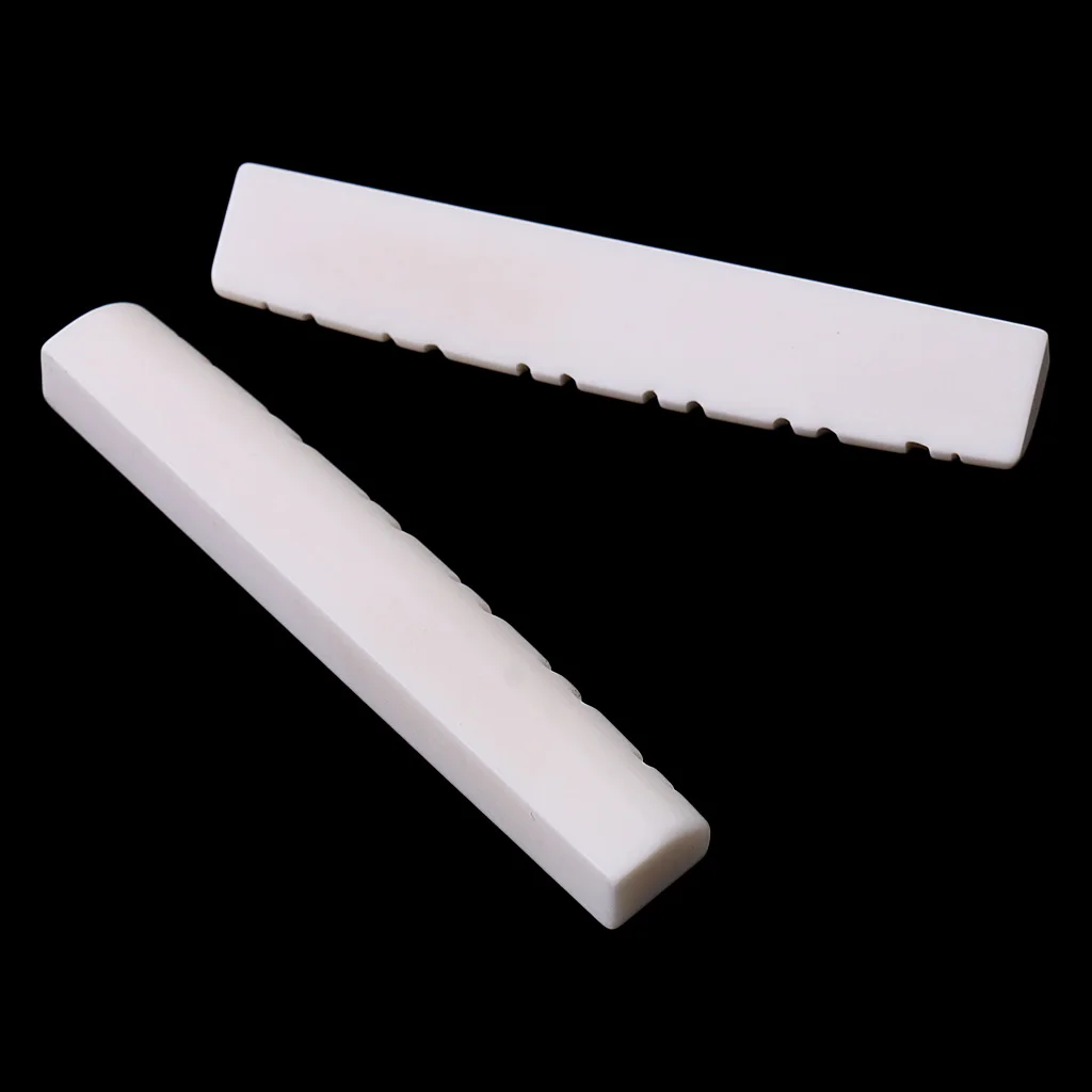 2 Pieces Slotted Saddle String Nut Bone for 12-String Guitar Accessory