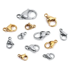 25pcs/lot 10*6mm 12*7mm Stainless Steel Gold Plated Lobster Clasp Hooks for Necklace&Bracelet Chain DIY Fashion Jewelry Findings