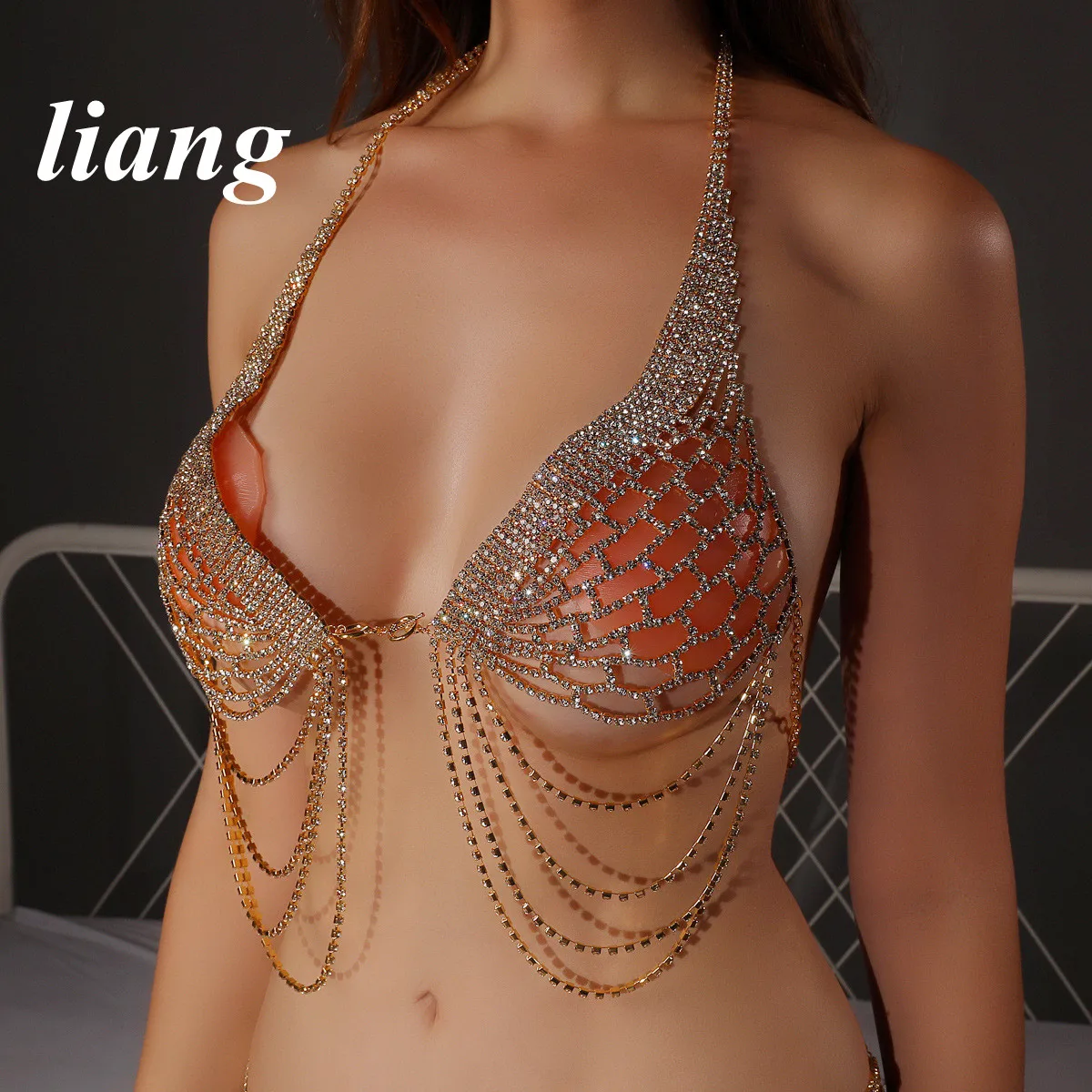 Sexy Bikini Bra Chain European And American Fashion Crystal Tassel Chest Chain Body Chain Chest Chain Lumbar Chain Beach Outfit